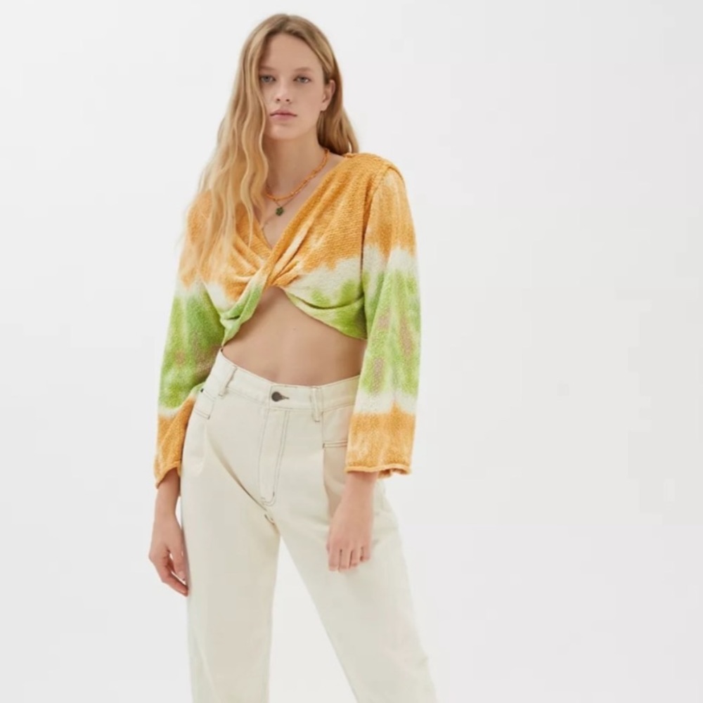 BDG Laney Tie Dye Twist-front Sweater